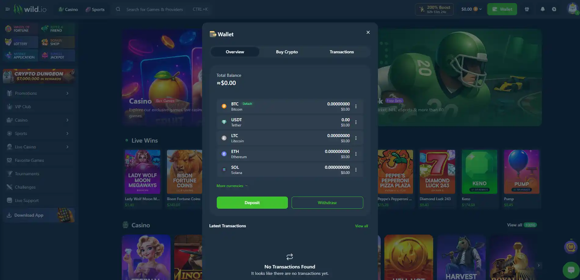Crypto tokens moving through several blockchain routes between a wallet and a casino account